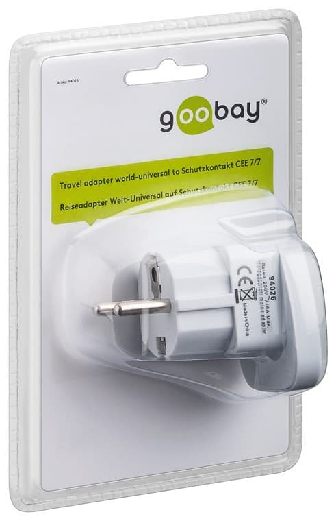 Reseadapter värld till Europa, vit White 76