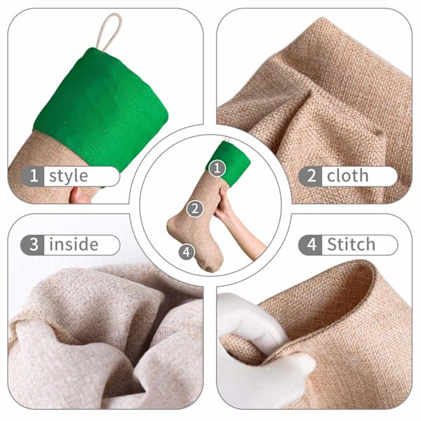 16\" Julefalske Burlap Strømper, 6 stk (Rød, Grønn, Hvit)