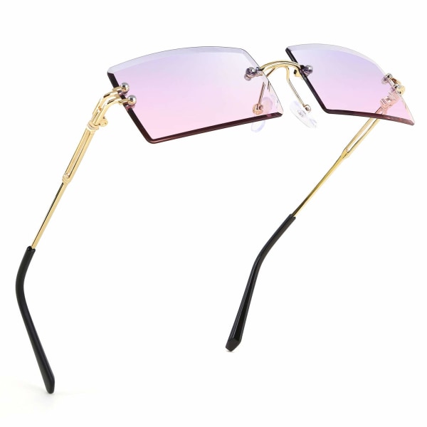 Vintage Rimless Solbriller Rektangulære Rammeløse Candy Farve Briller Kvinder Mænd