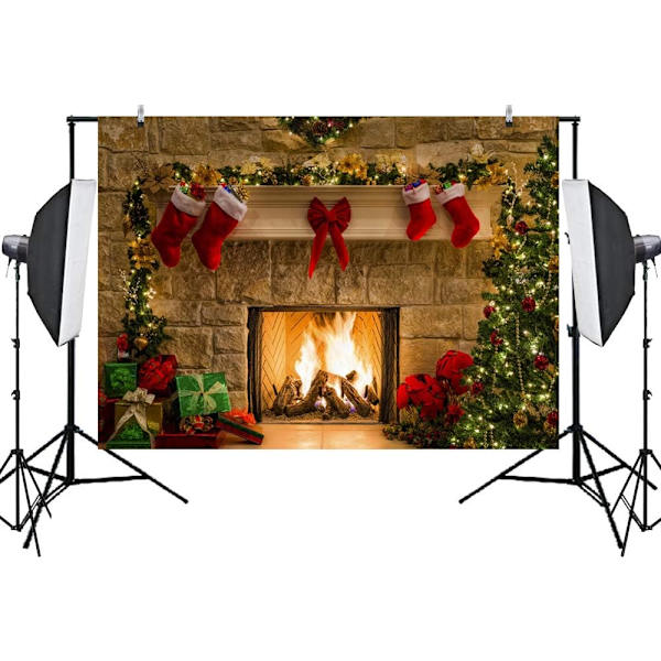 Julebaggrund Xmas Pejs Baggrunde Røde Strømper Gaver til Fotoshoot Dekoration Billede Banner Bås Rekvisitter
