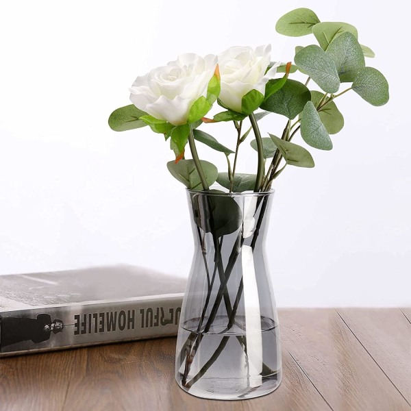 Grå Glasvas - Premium Kvalitet Blomvas - Dekorativ Vas för Modern Bondgård, Ideal Borddesign