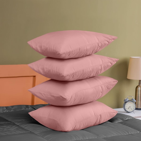 Tyynyliinat 4 kpl - Standardikoko 50x75 cm - 100% harjattua mikrokuitua, kirjekuorikiinnitys, pinkki