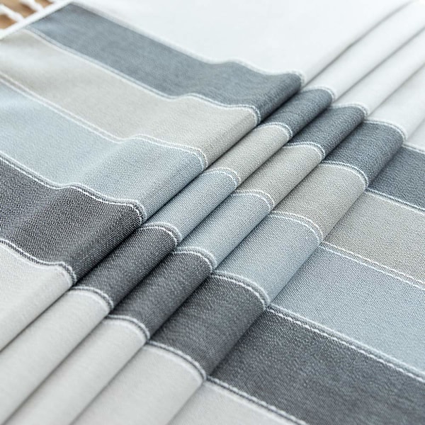 Rektangulær Duk Anti-Flekker Vaskbar Bomulls Lin Duk Broderte Dusker Duker (Grå Duske Stripe, 140x140CM)