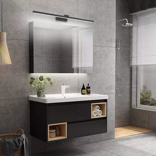 LED Spegellampa Badrum IP44 16W 1170lm Garderobslampa Modern Vägglampa Inomhus 4000K Ljus, Svart