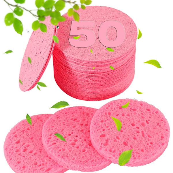 50-pack Komprimerade Ansiktsvampar för Kosmetiker - 100% Naturlig Cellulosa Ansiktsvamp Professionella Kosmetiska Spa-svampar
