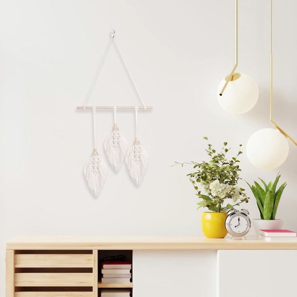 Väggbonad, Handvävd Boho Väggdekoration, Boho Stil Dekoration för Vardagsrum, Sovrum, Utomhus, Inomhus, Bröllopsdekoration, med LED-Ljusslinga