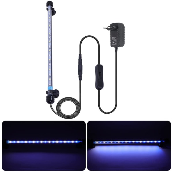 LED akvariebelysning, vattentät LED blå & vit, 37cm