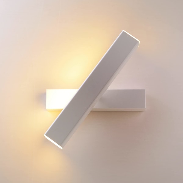 12W LED Væglampe Hvid Lampe Kreativt Design Indendørs Belysning Næsten 360 Graders Rotation Væglampe til Soveværelse Stue Kontor Gang (Hvid)