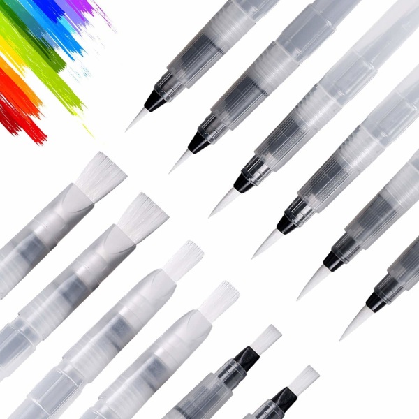 Vannfargebørstepennsett - 12 stykker Akvarellmalingspenner for malepenner