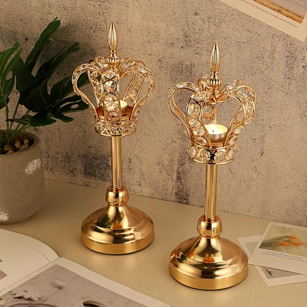 2 stk. Metall Lysestake Krans Lysestake (Gylden)