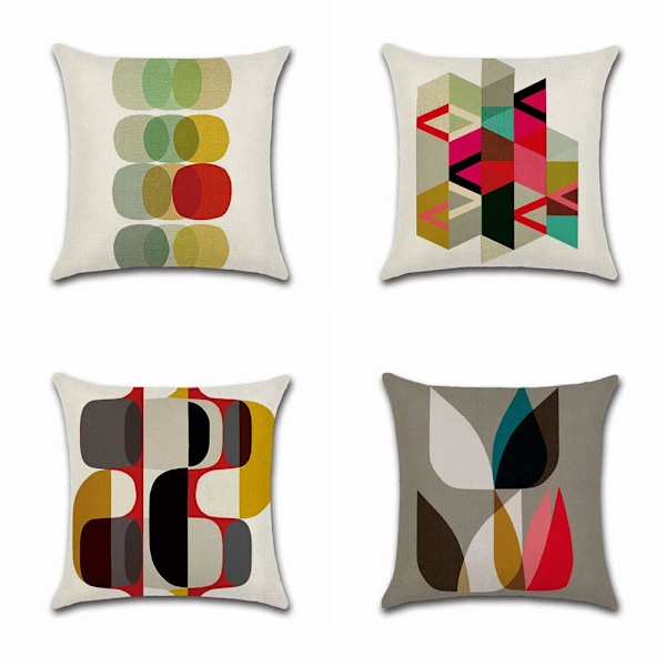 St Kuddfodral 45 x 45 cm, Fyrkantigt Dekorativt Örngott Soffkudde Fodral Färgglatt Geometriskt Mingon Mönster Bomull Linne Heminredning