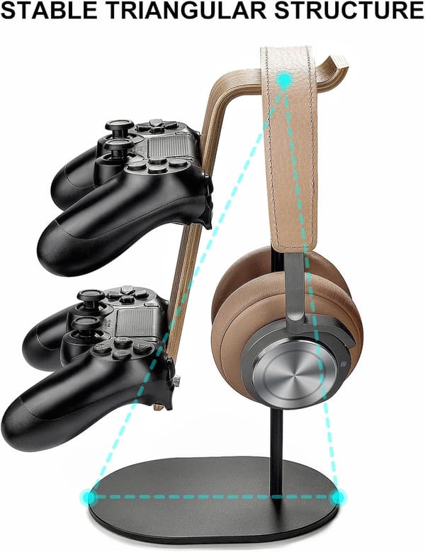 Gamepad Controller og Hovedtelefonholder, Aluminium og Træ Game Controller og Hovedtelefonholder