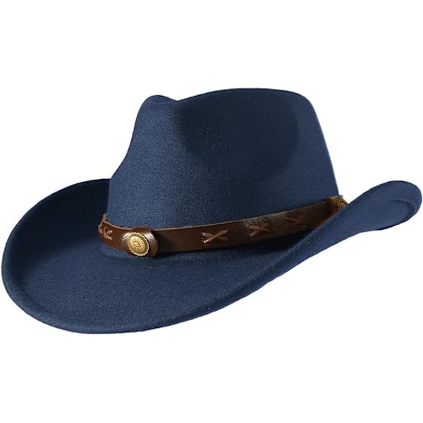 Kvinders Filt Cowboyhat til Fastelavnskostume Rollespil Cosplay Fødselsdagsfest, blå