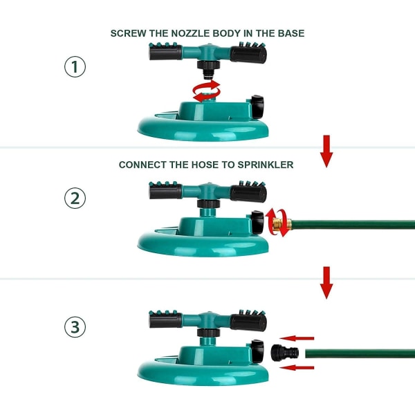 Hagesprinkler Automatisk Plensprinkler 360 Graders Roterende Vannstråler for Hageplanter Plenvanning Plenvanning