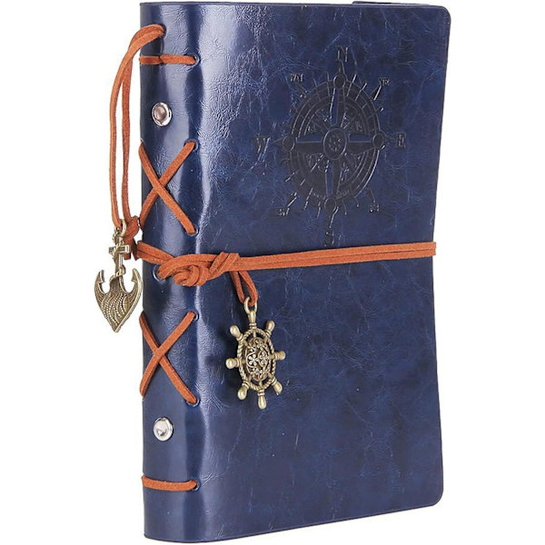 Vintage Retro PU Læderomslag Notesbog Journal Dagbog, Nautisk Spiral Tom Streng Daglig Notesblok Rejse til at Skrive i, Kraftpapir, Retro Vedhæng