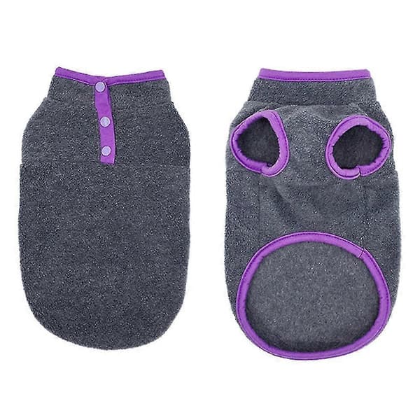 2 st husdjur hund valp vinter varma kläder fleece tröja pullover jacka kappa kläder mörkgrå