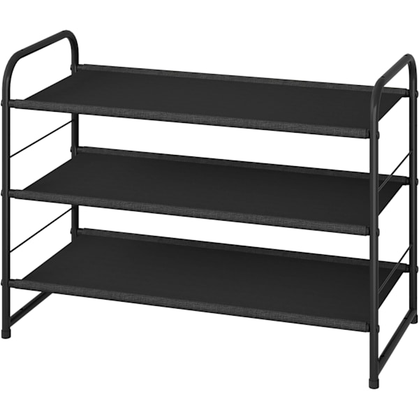 Simple Trending 3-etagers stabelbar skoreol, udvidelig og justerbar stofskoreol opbevaringsarrangør, sort-67,5*28*52,8CM