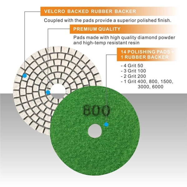 Diamantpoleringspuder, 15 4\" (100mm)50#-6000#