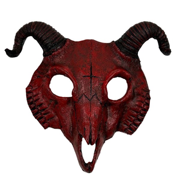 Goat Mask Halloween Goat Mask Carnival Party PU Foam Animal Mask Cos Props (Red)