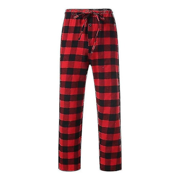 Mænds Pyjamasbukser med Lommer, Bløde Flanel Plaid Pyjamasbukser L White L