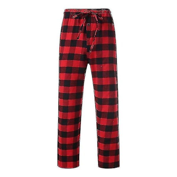 Mäns Pyjamasbyxor med Fickor, Mjuka Flanellrutiga Pyjamasbyxor för Sovkläder M grey M