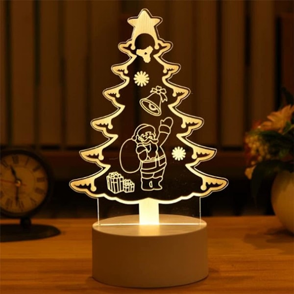 USB-driven 3D-skrivbordslampa med lysande LED-julgran (julgran)