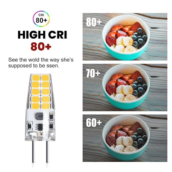 3 stk. 3W 12V G6.35 LED-pære, koldt hvidt 6000K