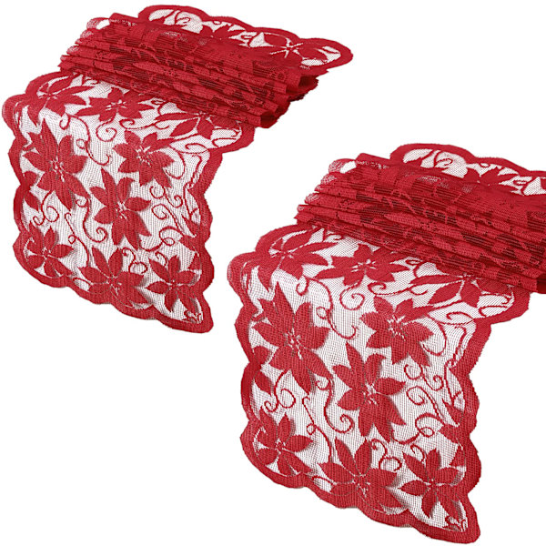 Julbordslöpare 2-pack Röd Julstjärna Spets 13x72 tum