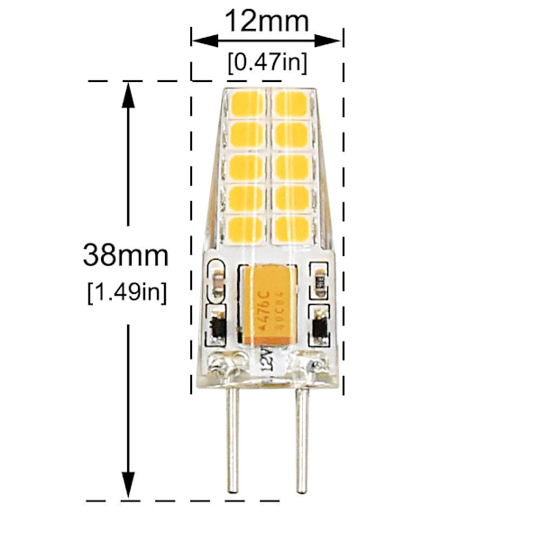 3 STK 3W 12V G6.35 LED-pære Varm hvid 3000K