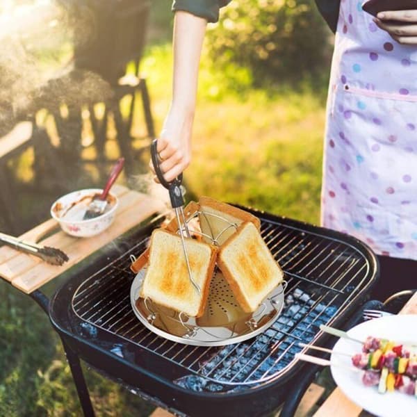 Camping Brødbager Rustfrit Stål Foldbar Gastoaster