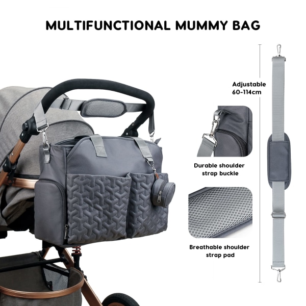 Multifunktionell och snygg skötväska för bebisar, rymlig och vattentät skötväska med axelväska