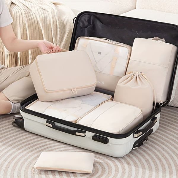Resväska Organizer - Packkuber och Väskor 7 delar Beige Beige 332