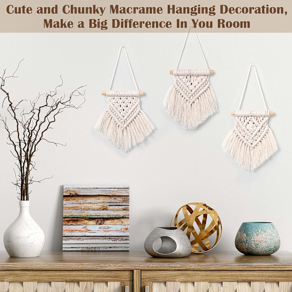 5 kappaletta Mini Macrame Seinävaate Koriste Käsintehty Kudottu Seinävaate