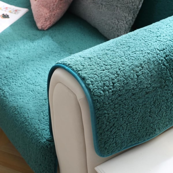 Premium Velour Sofabetræk, Skridsikre Sofabetræk, Elaborerede og Udsøgte Sofabetræk, Sofahyndebetræk til Soveværelse, Hotel og Kontor (110*110cm) Green 110*110cm