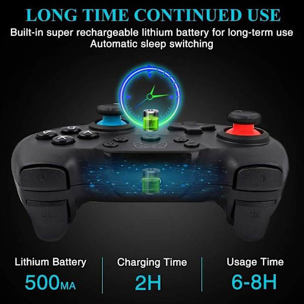 [2023 Ny Version] Controller til Switch, Trådløs Pro Controller til Switch/Switch Lite, Switch Fjernbetjening Controller Gamepad Joystick 3