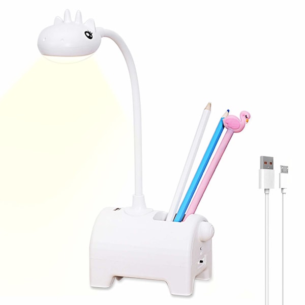 LED bordlampe til børn, 3 farver og dæmpbar, Touch Switch hvid