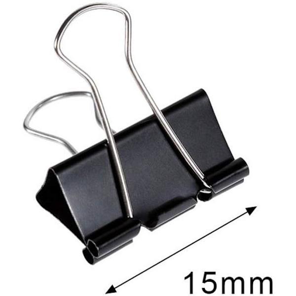 84 stk. Bulldog Clips, 15mm små binderclips, sorte foldback clips metal stationære papirclips klemme