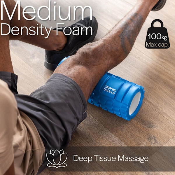 Core Balance Foam Roller for dypvevsmassasje, Trigger Point Grid Sports Massasjeapparat, Fitness Gym Physio (Blå)