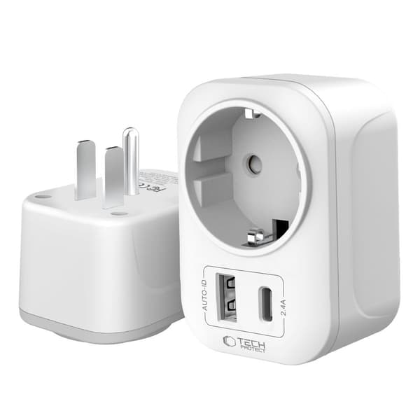Tech-Protect Reseadapter USA Till EU Vit 100
