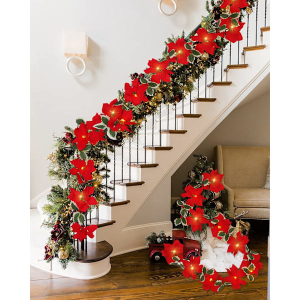 6,3 fot förbelyst julstjärnegarland