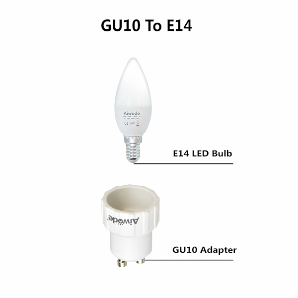GU10 til E14 Adapter, Maksimal Effekt 200W, 0~250V, Pakke med 5.