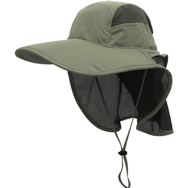 Solhatt för Män & Kvinnor UPF 50+, Anti-UV, Vikbar Strandhatt, Reshatt, Armég Grön