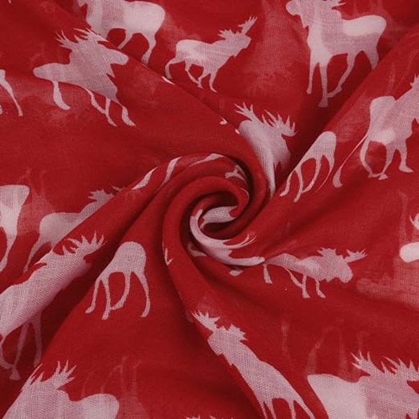Animal Print Hoop Scarf: Søt elgtrykk til jul (rød)