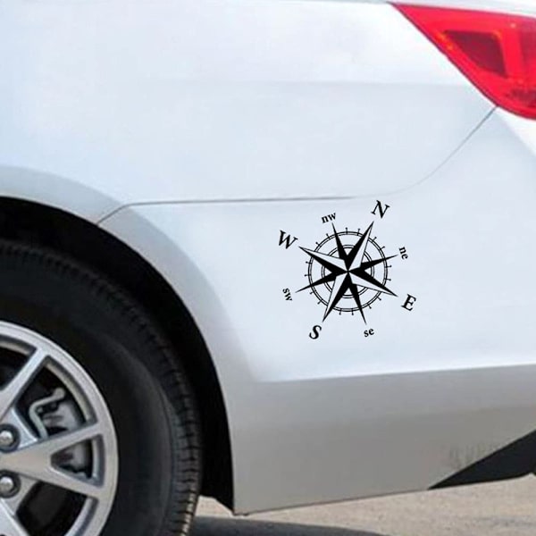 2 kpl Kompassi Auton Tarrat Vedenpitävä Vinyyli Tarrat Kaikille Matkailuautoille Kuorma-auto Pakettiauto Auton Puskurin Tarra 15cm*15cm Matta Musta