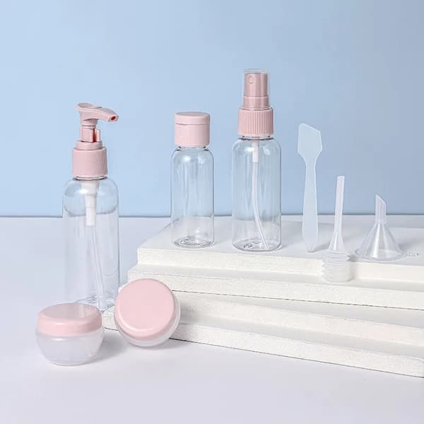Reseset med transparenta flaskor, 8 delar