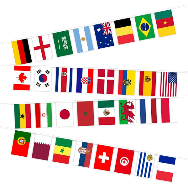 2022 Qatar VM-flag, flagranke med 32 lande