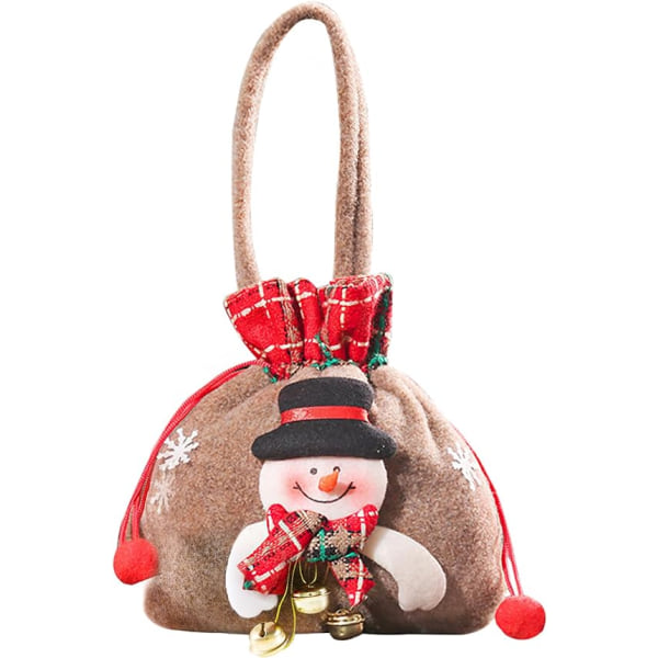 Julegave dukkeposer, julestrikkede dukkegaveposer, julenisse snømann hjort oppbevaringspose, julepynt eplepose