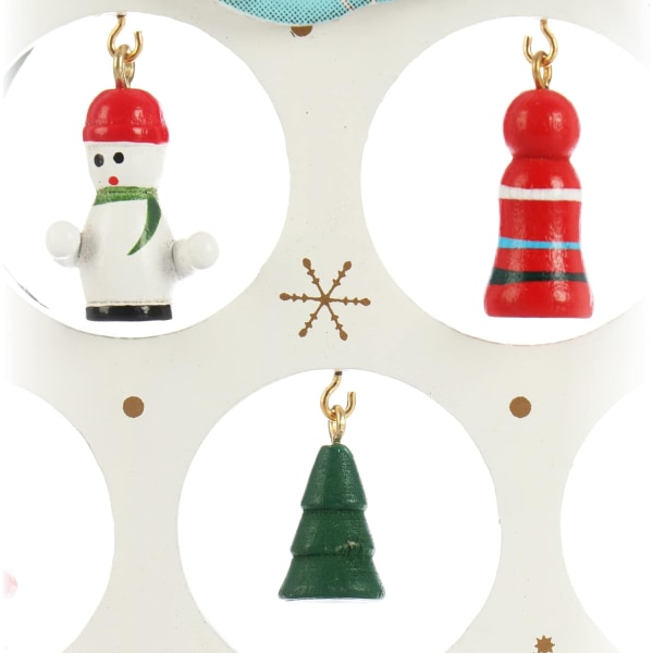 Mini snømann i tre - Dekorative smykker - Stativ med mange hengende ornamenter - Kunstig snømannfigur for kontor