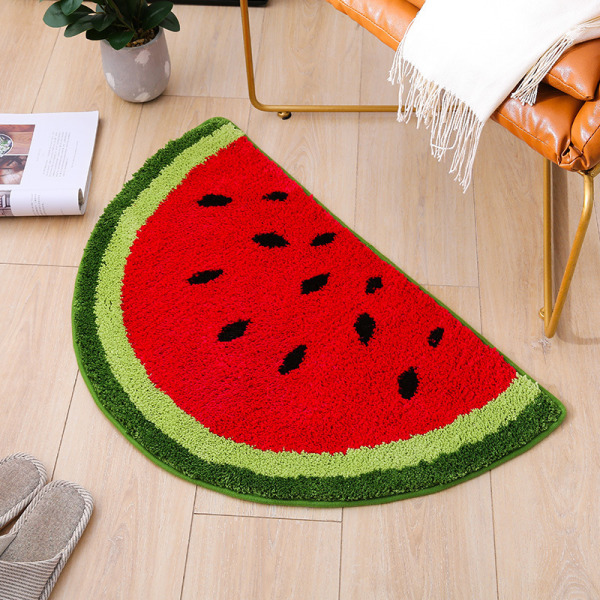 Halvrunda mikrofibermjuka badrumsmattor (40x60cm, Vattenmelon)