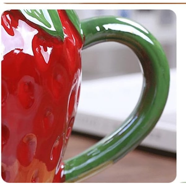 Jordgubbsmugg Present Till Flickvän Stor 520ml Kawaii 3d Fruktkopp Keramisk Tekopp Porslinskaffekopp Jordgubbsmugg Födelsedagspresent Till Kvinnor